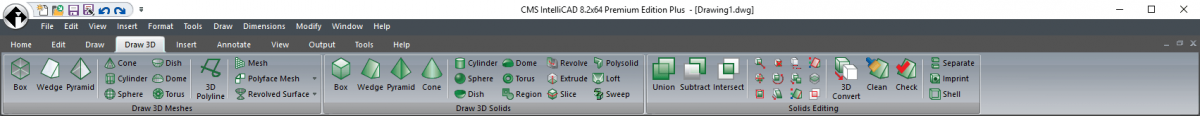 IntelliCAD Ribbon - Dibujar 3D