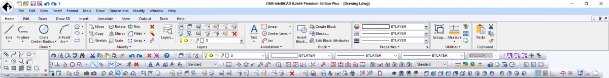 IntelliCAD Ribbon - Inicio y barra de herramientas